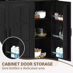 COZONY Armadietto Alto Dispensa 180cm con Ante in Vetro, Mobile Dispensa da Cucina con Credenza per Sala da Pranzo e Soggiorno