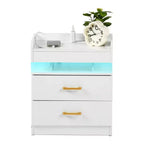 Comodino FurnitureR con luci LED e ricarica USB, tavolino sospeso con 2 cassetti, comodino moderno per camera da letto, soggiorno, ufficio