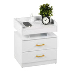Comodino FurnitureR con luci LED e ricarica USB, tavolino sospeso con 2 cassetti, comodino moderno per camera da letto, soggiorno, ufficio