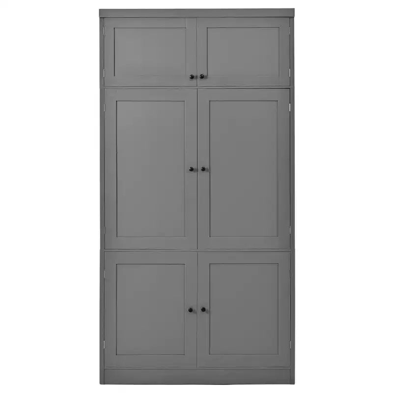 GDFStudio Hallie Dispensa Grande per Cucina Stile Shaker con 2 Prese Elettriche, Ripiani Regolabili e Mensole sull'Anta