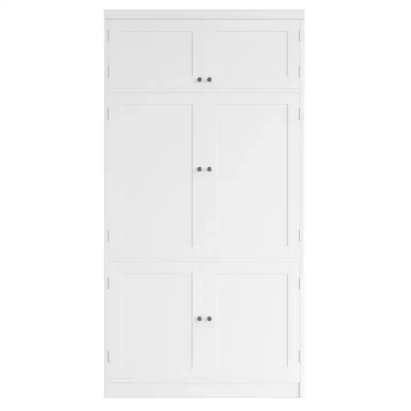 GDFStudio Hallie Dispensa Grande per Cucina Stile Shaker con 2 Prese Elettriche, Ripiani Regolabili e Mensole sull'Anta