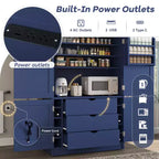 GDFStudio Hallie Dispensa Grande per Cucina Stile Shaker con 2 Prese Elettriche, Ripiani Regolabili e Mensole sull'Anta