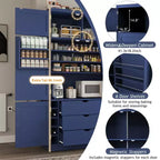 GDFStudio Hallie Dispensa Grande per Cucina Stile Shaker con 2 Prese Elettriche, Ripiani Regolabili e Mensole sull'Anta