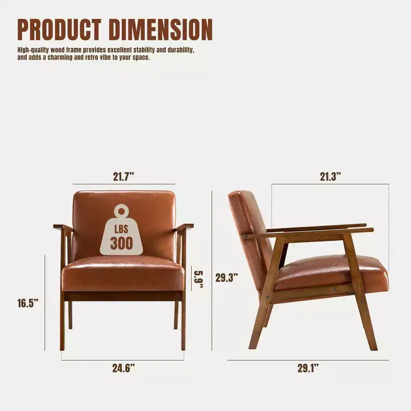 Poltrona JIONJOY in stile moderno di metà secolo - Sedile imbottito spesso 15 cm, capacità di 136 kg, struttura in legno massello con braccioli per soggiorno, camera da letto