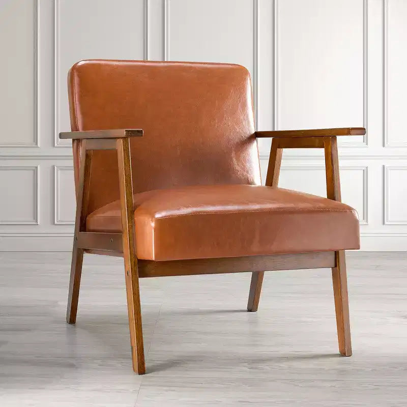 Poltrona JIONJOY in stile moderno di metà secolo - Sedile imbottito spesso 15 cm, capacità di 136 kg, struttura in legno massello con braccioli per soggiorno, camera da letto