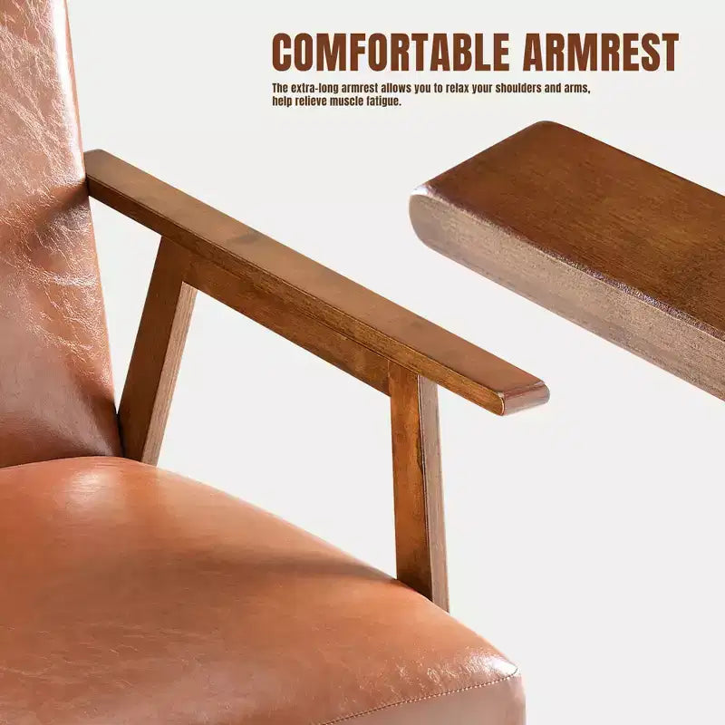 Poltrona JIONJOY in stile moderno di metà secolo - Sedile imbottito spesso 15 cm, capacità di 136 kg, struttura in legno massello con braccioli per soggiorno, camera da letto