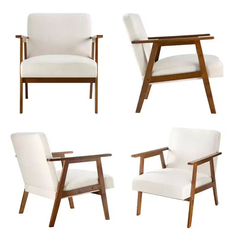 Poltrona JIONJOY in stile moderno di metà secolo - Sedile imbottito spesso 15 cm, capacità di 136 kg, struttura in legno massello con braccioli per soggiorno, camera da letto