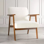 Poltrona JIONJOY in stile moderno di metà secolo - Sedile imbottito spesso 15 cm, capacità di 136 kg, struttura in legno massello con braccioli per soggiorno, camera da letto