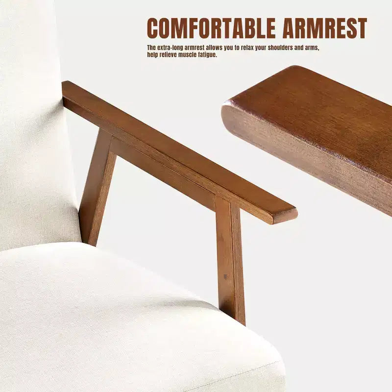 Poltrona JIONJOY in stile moderno di metà secolo - Sedile imbottito spesso 15 cm, capacità di 136 kg, struttura in legno massello con braccioli per soggiorno, camera da letto