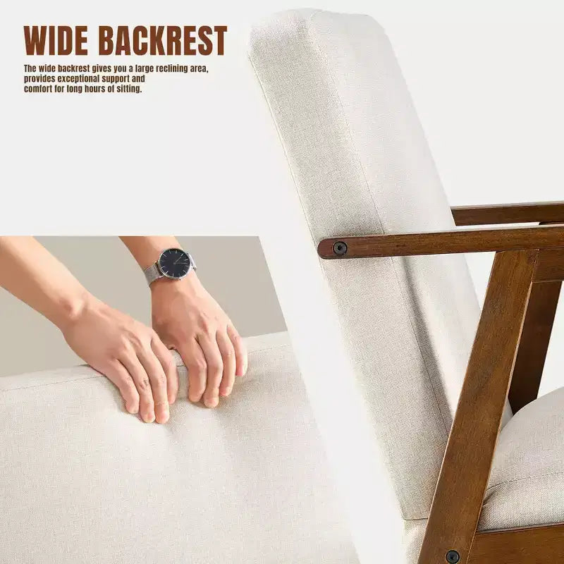 Poltrona JIONJOY in stile moderno di metà secolo - Sedile imbottito spesso 15 cm, capacità di 136 kg, struttura in legno massello con braccioli per soggiorno, camera da letto