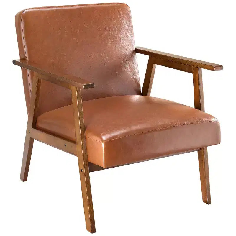 Poltrona JIONJOY in stile moderno di metà secolo - Sedile imbottito spesso 15 cm, capacità di 136 kg, struttura in legno massello con braccioli per soggiorno, camera da letto