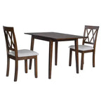 Set tavolo da pranzo allungabile con 2 sedie imbottite, perfetto per aree compatte, dimensioni da 70,8x74,9 cm a 116x74,9 cm
