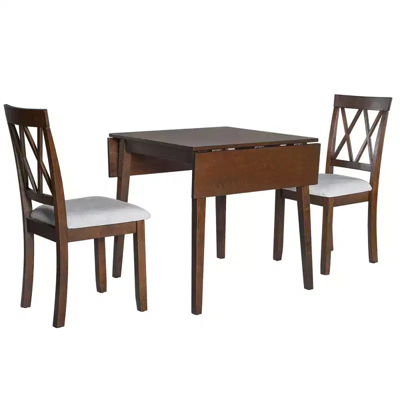 Set tavolo da pranzo allungabile con 2 sedie imbottite, perfetto per aree compatte, dimensioni da 70,8x74,9 cm a 116x74,9 cm