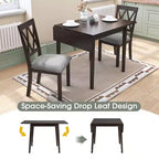 Set tavolo da pranzo allungabile con 2 sedie imbottite, perfetto per aree compatte, dimensioni da 70,8x74,9 cm a 116x74,9 cm