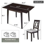 Set tavolo da pranzo allungabile con 2 sedie imbottite, perfetto per aree compatte, dimensioni da 70,8x74,9 cm a 116x74,9 cm
