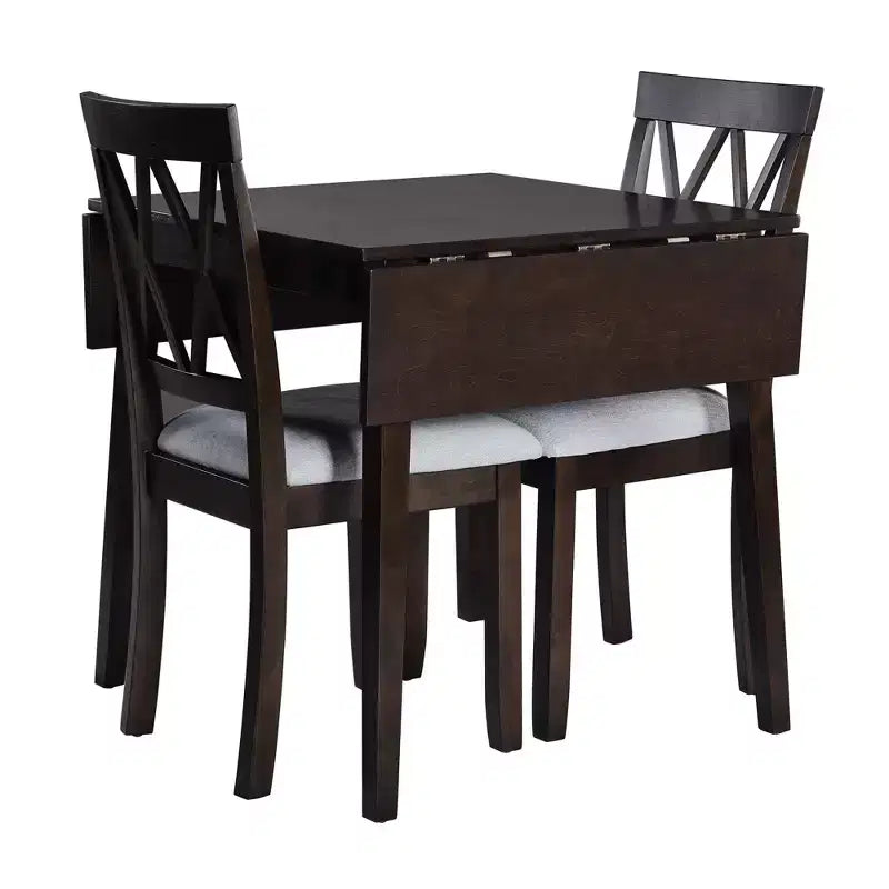 Set tavolo da pranzo allungabile con 2 sedie imbottite, perfetto per aree compatte, dimensioni da 70,8x74,9 cm a 116x74,9 cm