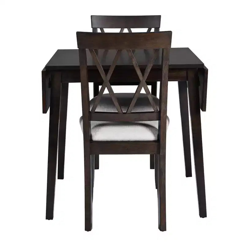 Set tavolo da pranzo allungabile con 2 sedie imbottite, perfetto per aree compatte, dimensioni da 70,8x74,9 cm a 116x74,9 cm