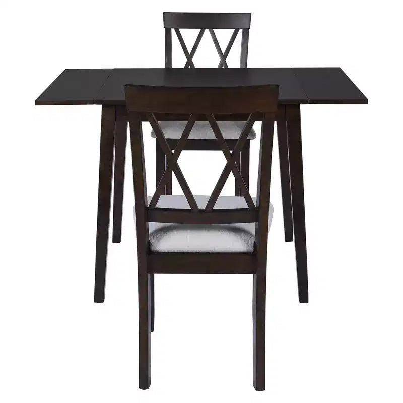 Set tavolo da pranzo allungabile con 2 sedie imbottite, perfetto per aree compatte, dimensioni da 70,8x74,9 cm a 116x74,9 cm