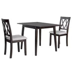 Set tavolo da pranzo allungabile con 2 sedie imbottite, perfetto per aree compatte, dimensioni da 70,8x74,9 cm a 116x74,9 cm