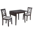 Set tavolo da pranzo allungabile con 2 sedie imbottite, perfetto per aree compatte, dimensioni da 70,8x74,9 cm a 116x74,9 cm