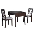Set tavolo da pranzo allungabile con 2 sedie imbottite, perfetto per aree compatte, dimensioni da 70,8x74,9 cm a 116x74,9 cm