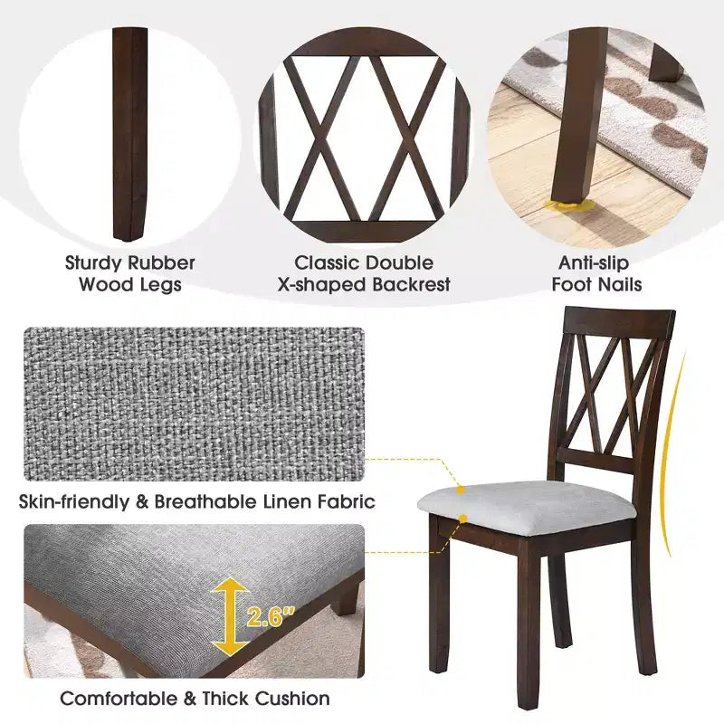 Set tavolo da pranzo allungabile con 2 sedie imbottite, perfetto per aree compatte, dimensioni da 70,8x74,9 cm a 116x74,9 cm