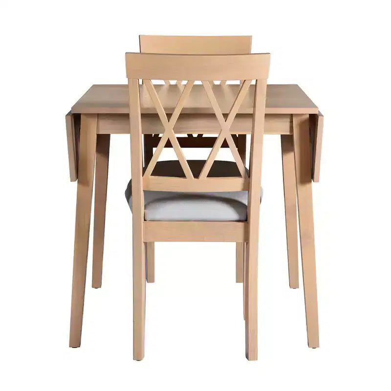 Set tavolo da pranzo allungabile con 2 sedie imbottite, perfetto per aree compatte, dimensioni da 70,8x74,9 cm a 116x74,9 cm