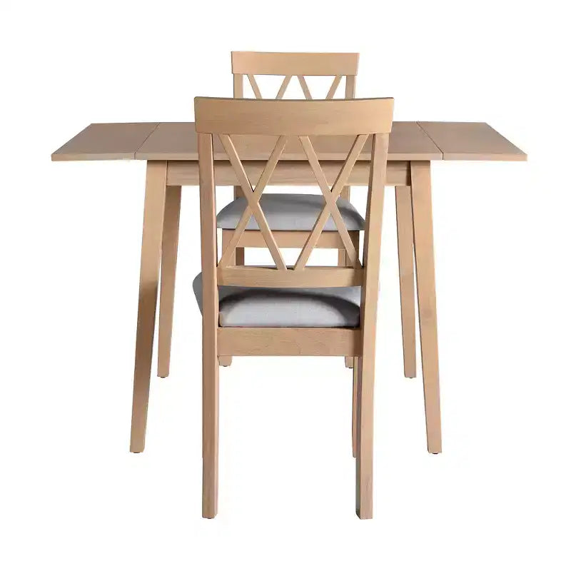 Set tavolo da pranzo allungabile con 2 sedie imbottite, perfetto per aree compatte, dimensioni da 70,8x74,9 cm a 116x74,9 cm