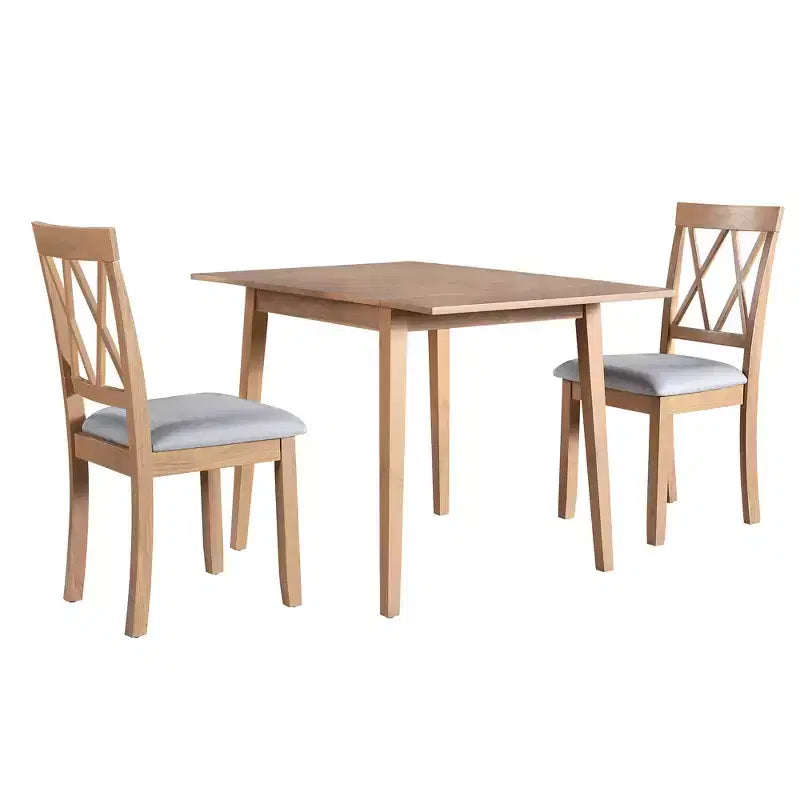 Set tavolo da pranzo allungabile con 2 sedie imbottite, perfetto per aree compatte, dimensioni da 70,8x74,9 cm a 116x74,9 cm