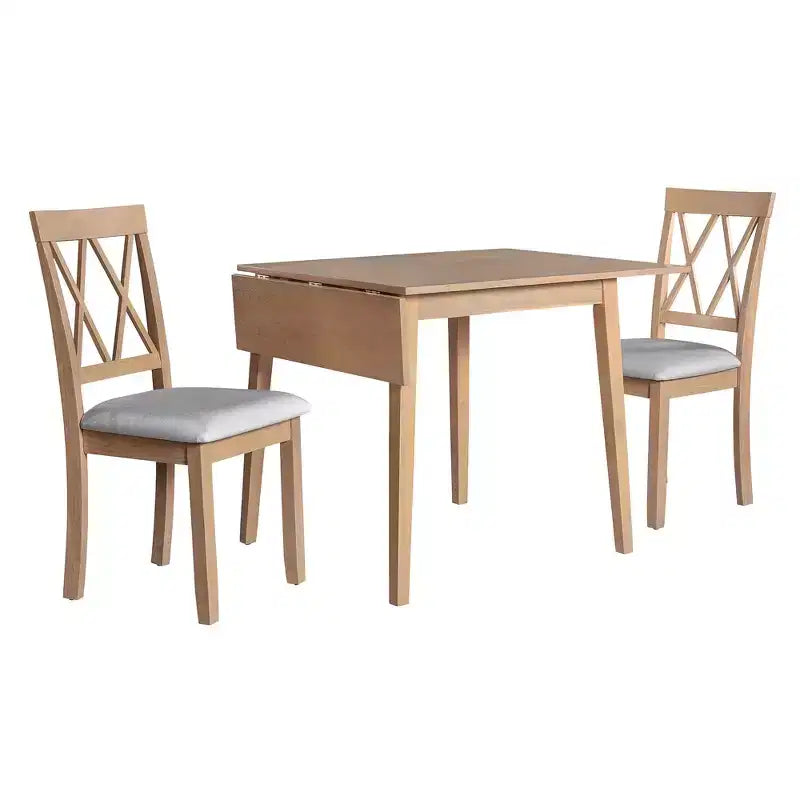 Set tavolo da pranzo allungabile con 2 sedie imbottite, perfetto per aree compatte, dimensioni da 70,8x74,9 cm a 116x74,9 cm