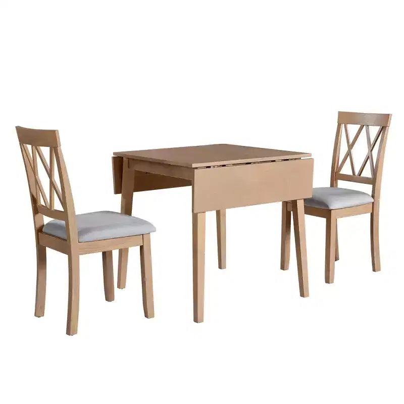 Set tavolo da pranzo allungabile con 2 sedie imbottite, perfetto per aree compatte, dimensioni da 70,8x74,9 cm a 116x74,9 cm