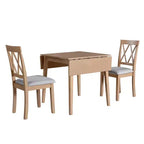 Set tavolo da pranzo allungabile con 2 sedie imbottite, perfetto per aree compatte, dimensioni da 70,8x74,9 cm a 116x74,9 cm