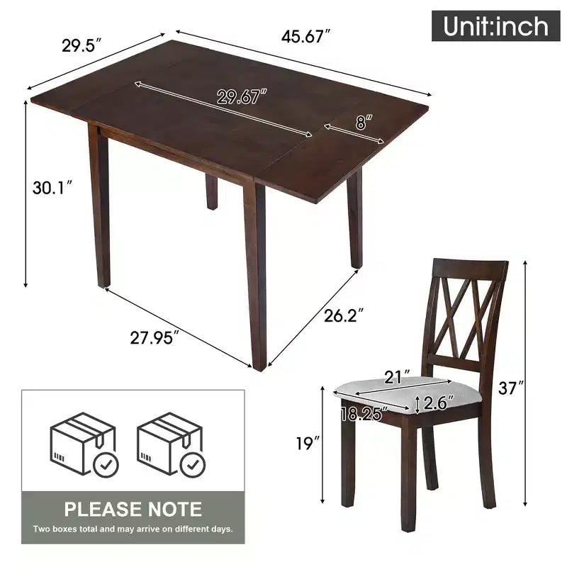 Set tavolo da pranzo allungabile con 2 sedie imbottite, perfetto per aree compatte, dimensioni da 70,8x74,9 cm a 116x74,9 cm