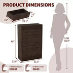 Cassettiera moderna in legno, comò a 5 cassetti scanalati, largo 80 cm, ideale per camerette, corridoi e soggiorni