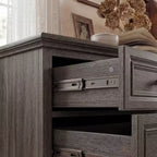 Comodino Famapy Farmhouse, Comò a 5 Cassetti con Pomelli in Bronzo Antico, per Camera da Letto, Comodino Cassettiera Effetto Invecchiato