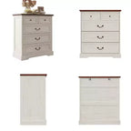 Comodino Famapy Farmhouse, Comò a 5 Cassetti con Pomelli in Bronzo Antico, per Camera da Letto, Comodino Cassettiera Effetto Invecchiato