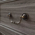 Comodino Famapy Farmhouse, Comò a 5 Cassetti con Pomelli in Bronzo Antico, per Camera da Letto, Comodino Cassettiera Effetto Invecchiato
