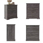 Comodino Famapy Farmhouse, Comò a 5 Cassetti con Pomelli in Bronzo Antico, per Camera da Letto, Comodino Cassettiera Effetto Invecchiato