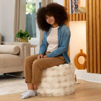 Pouf ottomano rotondo Raven di Raven-Symon Home - Pelliccia sintetica