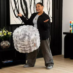 Pouf ottomano rotondo Raven di Raven-Symon Home - Pelliccia sintetica
