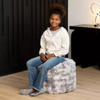 Pouf ottomano rotondo Raven di Raven-Symon Home - Pelliccia sintetica