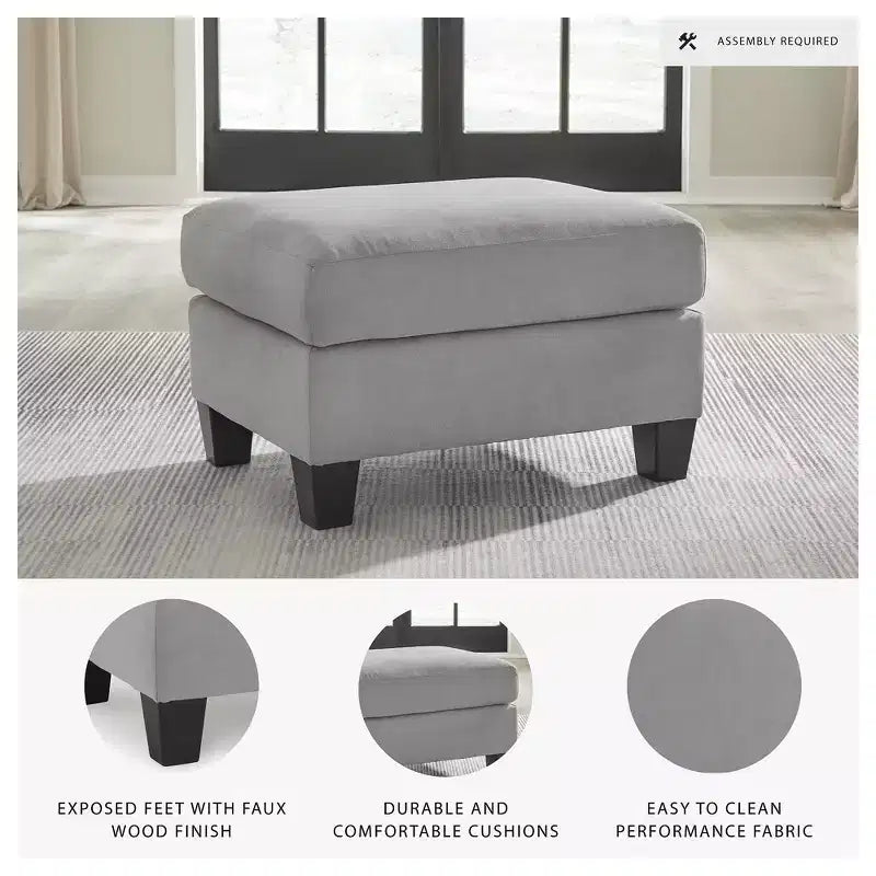 Pouf Signature Design by Ashley Adlai, Rivestimento in Poliestere Effetto Scamosciato, Grigio Scuro