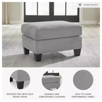 Pouf Signature Design by Ashley Adlai, Rivestimento in Poliestere Effetto Scamosciato, Grigio Scuro