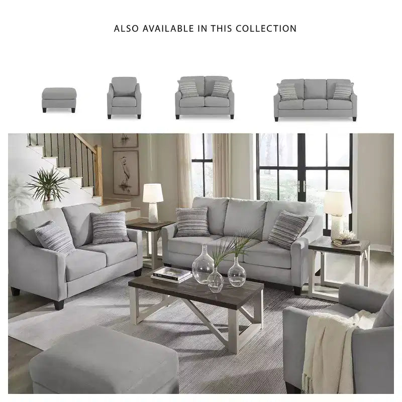 Pouf Signature Design by Ashley Adlai, Rivestimento in Poliestere Effetto Scamosciato, Grigio Scuro