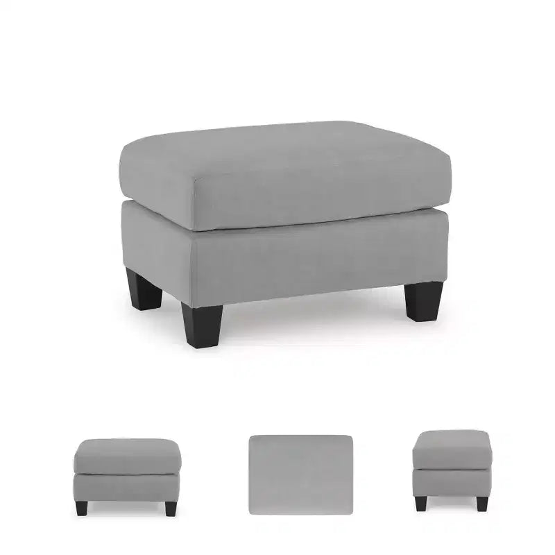 Pouf Signature Design by Ashley Adlai, Rivestimento in Poliestere Effetto Scamosciato, Grigio Scuro