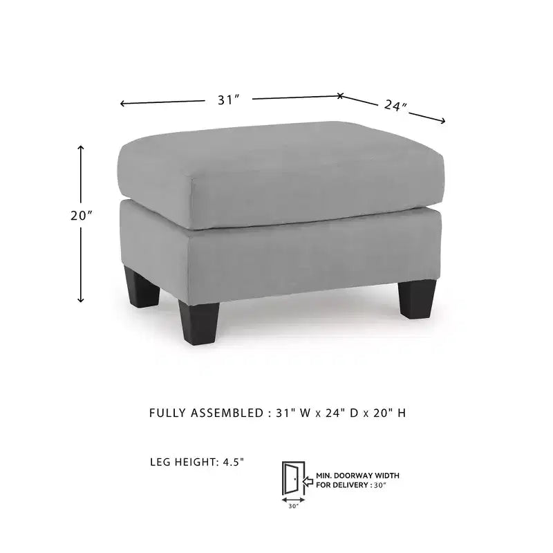 Pouf Signature Design by Ashley Adlai, Rivestimento in Poliestere Effetto Scamosciato, Grigio Scuro