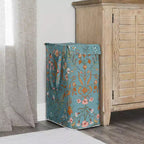 Cesto Portabiancheria Pieghevole per Bambina Sweet Jojo Designs con Manici, Fantasia Floreale Bohemien, Fiori di Campo Blu Arancione e Rosa