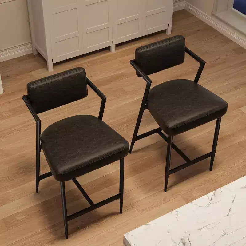 Set di 2 sgabelli da bar da fattoria, sedie imbottite alte da bancone, struttura in metallo, con cuscino spesso, schienale, per isola cucina, bar di casa