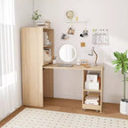 Scrivania allungabile con mensole portaoggetti e rotelle, design pieghevole per piccoli spazi e uffici (Burlywood)
