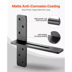 Staffe per Ripiani a T VEVOR 2 Pezzi, Capacità di Carico di 90 kg, 304,8x73,5x304,8 mm, Staffe per Ripiani in Acciaio Massiccio Resistenti, Nere